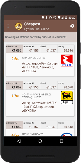 Cyprus Fuel Guide - App in device screenshot